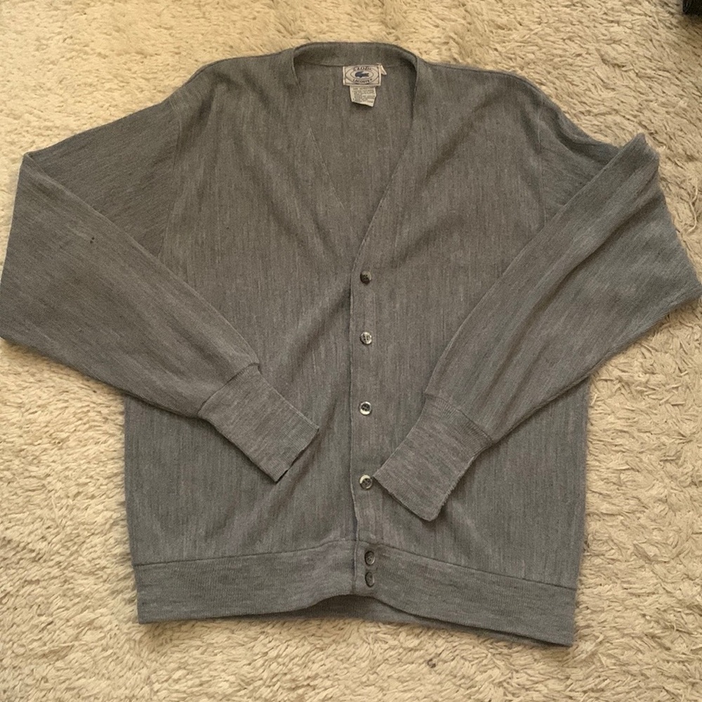VINTAGE Izod Lacoste Gray Cardigan Sweater